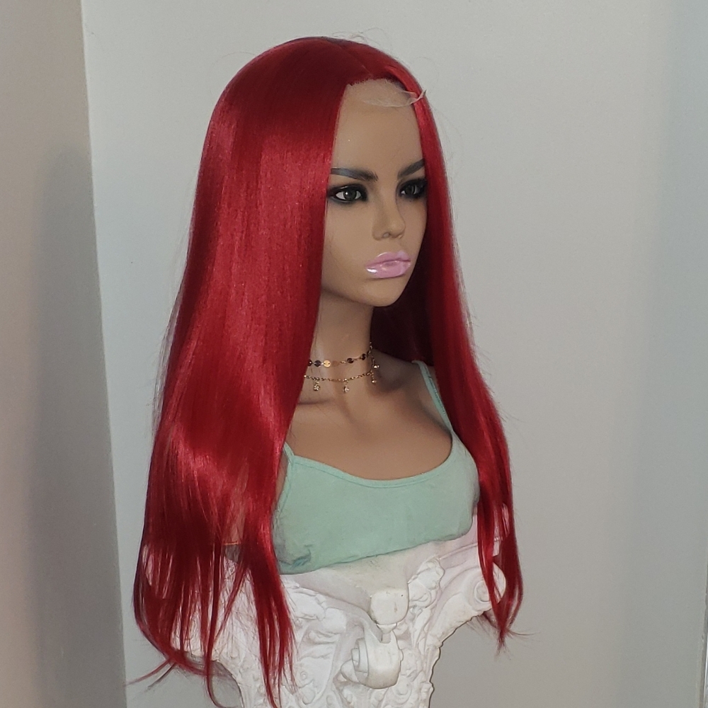 Lace front Wig - Bright Red Long Silky Straight